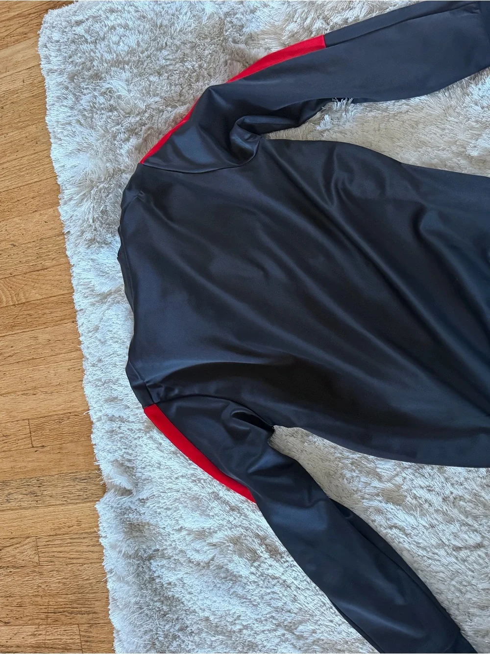 adidas Black Jacket with Red Stripe Accents